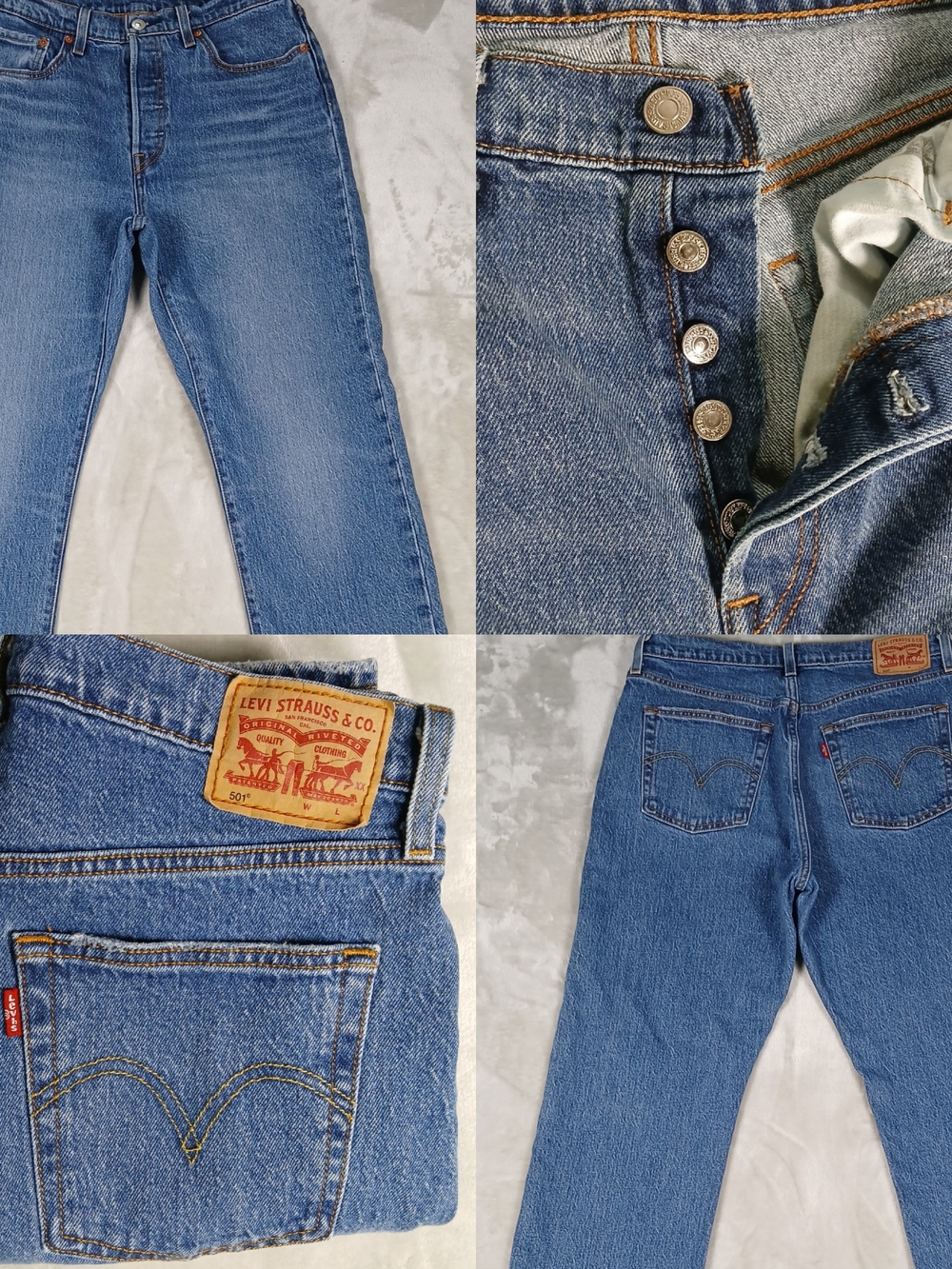 Levi's 501 Jeans 29x30 Women's Button Fly Medium Wash Blue Denim
